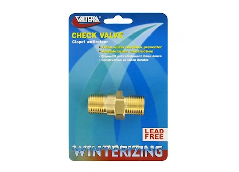 Valterra Products LLC Check valve, 1/2in, brass, mpt x mpt, lf, carded Main Image