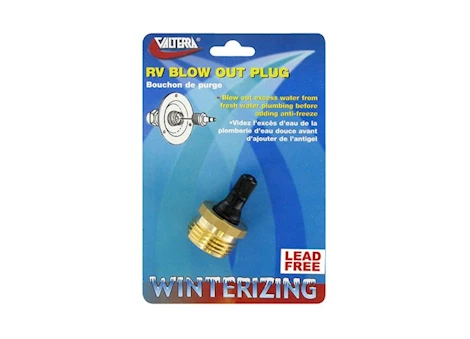 Valterra Products LLC Blow out plug, brass with valve, lf, carded Main Image