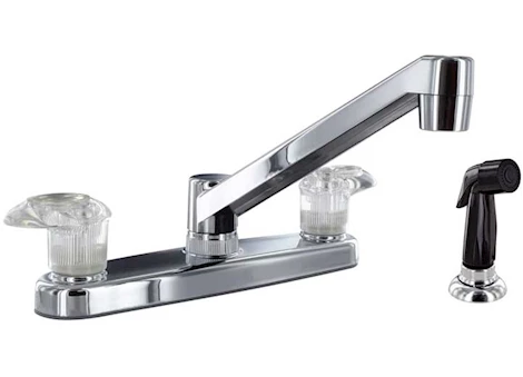 Valterra Products LLC Kitchen faucet w/ side spray, 8in, 2 lever, 1/4 turn, plastic, chrome Main Image