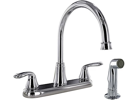 Valterra Products LLC Kitchen faucet w/ side spray, 8in hi-arc hybrid, 2 lever, chrome Main Image