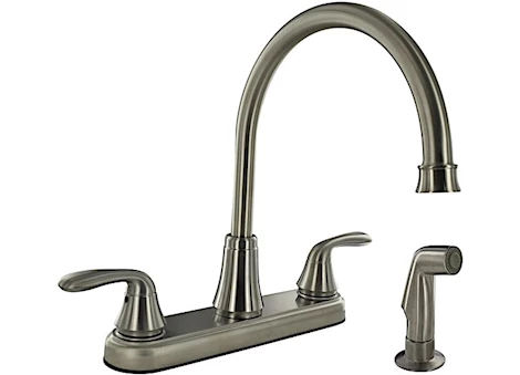 Valterra Products LLC KITCHEN FAUCET W/ SIDE SPRAY, 8IN HI-ARC HYBRID, 2 LEVER, BRUSHED NICKEL