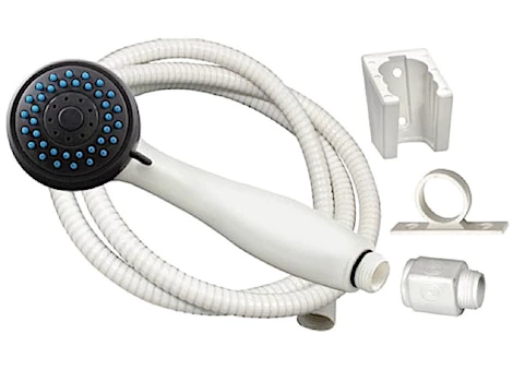 Valterra Products LLC Shower head kit, 3 function handheld, flow ctrl, 60in ss hose, white Main Image