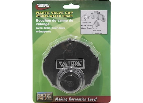 Valterra Products LLC WASTE VALVE CAP, 3IN BAYONET, BLACK, CARDED