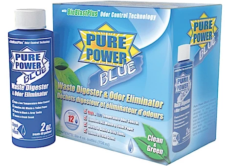 Valterra Pure Power Blue Waste Digester & Odor Eliminator Holding Tank Treatment – (6) 4 oz. Bottles