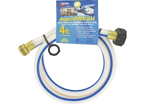 Valterra AquaFRESH High Pressure Drinking Water Hose, 1/2” x 4” – White