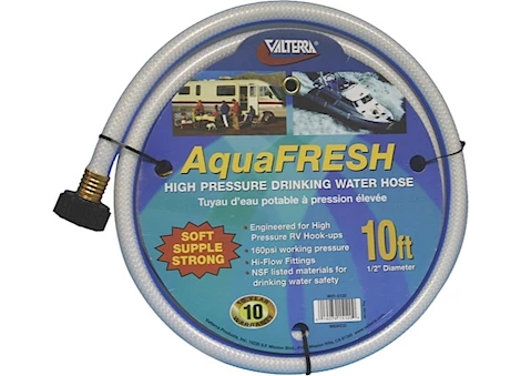 Valterra AquaFRESH High Pressure Drinking Water Hose, 1/2” x 10” – White