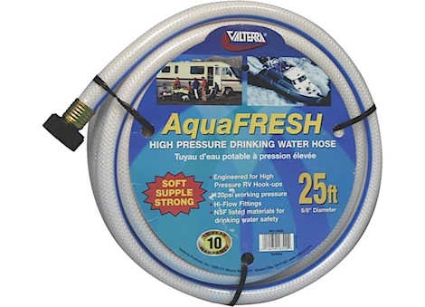 Valterra AquaFRESH High Pressure Drinking Water Hose, 5/8” x 25” – White