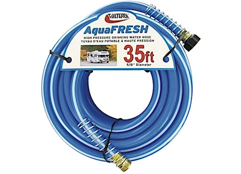 Valterra AquaFRESH High Pressure Drinking Water Hose with Hose Savers, 5/8” x 35” – Blue