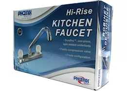 Valterra Products LLC Kitchen faucet, 8in hi-rise tubular, 2 knob, plastic, chrome