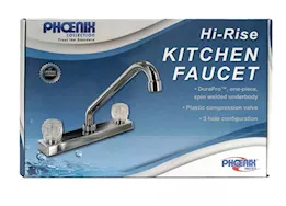 Valterra Products LLC Kitchen faucet, 8in hi-rise tubular, 2 knob, plastic, chrome