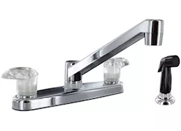 Valterra Products LLC Kitchen faucet w/ side spray, 8in, 2 lever, 1/4 turn, plastic, chrome