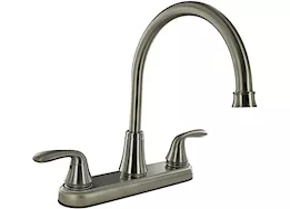 Valterra Products LLC Kitchen faucet w/ side spray, 8in hi-arc hybrid, 2 lever, brushed nickel