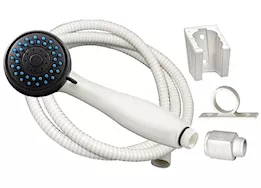 Valterra Products LLC Shower head kit, 3 function handheld, flow ctrl, 60in ss hose, white