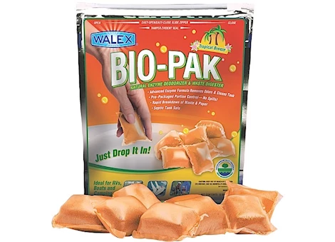 BIO-PAK TROPICAL BREEZE IS A NATURAL ENZYME DEODORIZER AND WASTE DIGESTER