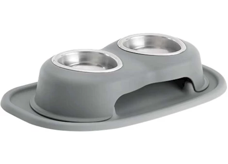 WeatherTech PET FEEDING SYSTEM DOUBLE HIGH 8 OZ 3IN STAINLESS BOWL DARK GREY