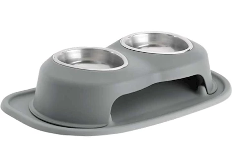 WeatherTech Pet feeding system double high 16 oz 4in stainless bowl dark grey Main Image