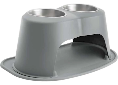 WeatherTech Pet feeding system double high 64 oz 10in stainless bowl dark grey Main Image