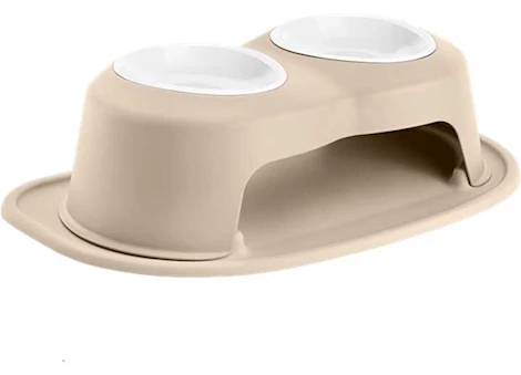 PET FEEDING SYSTEM DOUBLE HIGH 32 OZ 6IN POLY BOWL TAN