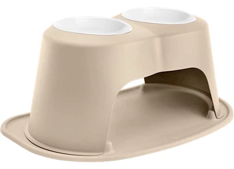 PET FEEDING SYSTEM DOUBLE HIGH 64 OZ 10IN POLY BOWL TAN