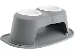 WeatherTech Pet feeding system double high 32 oz 8in poly bowl dark grey