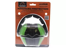 Walker’s Advanced Protection Passive Folding Muffs with Embossed Headband – Hi-Viz Green