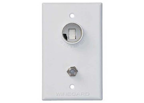 INDOOR TV OUTLET WITH 12VDC RECEPTACLE, WHITE