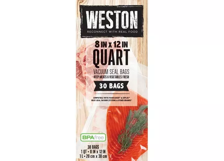 Weston Brands Vac sealer bags, 8in x 12in (quart), 30 count