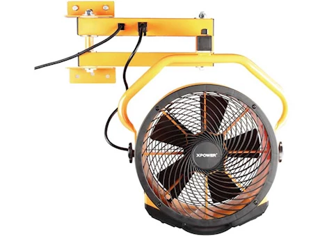 Xpower 14IN TRAILER COOLING FAN W/ 3-HOUR TIMER AND DA-405 20IN WALL MOUNT ARM, YELLOW