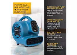 Xpower 1/4hp, 925cfm, 2.3amps, 4 positions, 3 speeds mini mighty air mover w/ power out