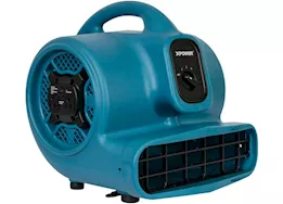 Xpower 1/4hp, 1600cfm, 3amps, 4 positions, 3 speeds air mover w/ power outlets , blue