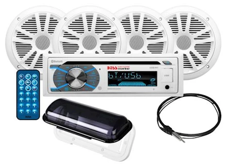BOSS AUDIO SYSTEMS MCK508WB.64S MARINE RECEIVER SPEAKER PACKAGE, BLUETOOTH