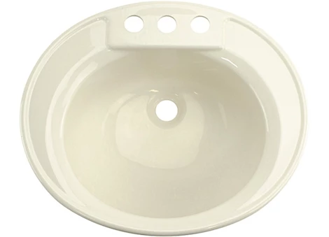 Lippert 14IN X 17IN OVAL LAVATORY SINK, 3 FAUCET HOLES WHITE